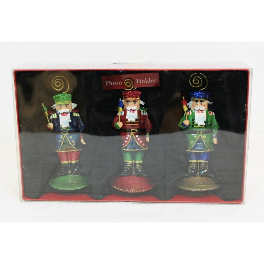 3 Pc St. Nicholas Square Nutcracker Photo Holders Table Place Cards Christmas